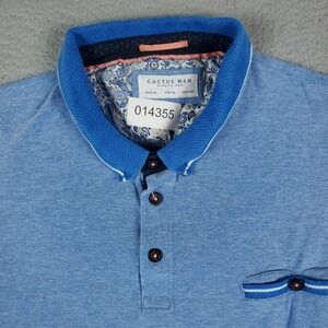 Cactus Man Ricky Singh Blue Casual Mens Short Sleeve Polo Shirt Size XL